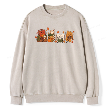 Pagewings Cozy Book Lover Unisex Washed Sweatshirt