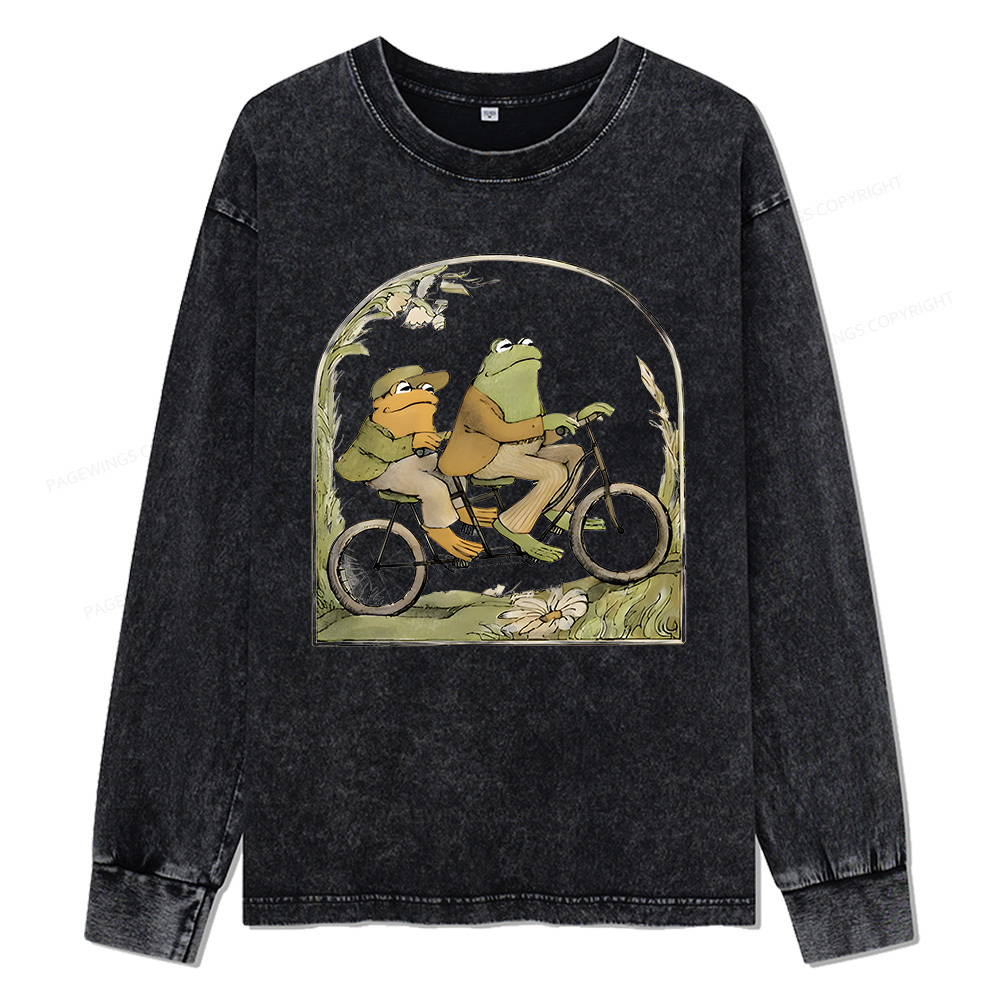 Pagewings Frog And Toad Book Vintage Unisex Washed Long Sleeve T-shirt