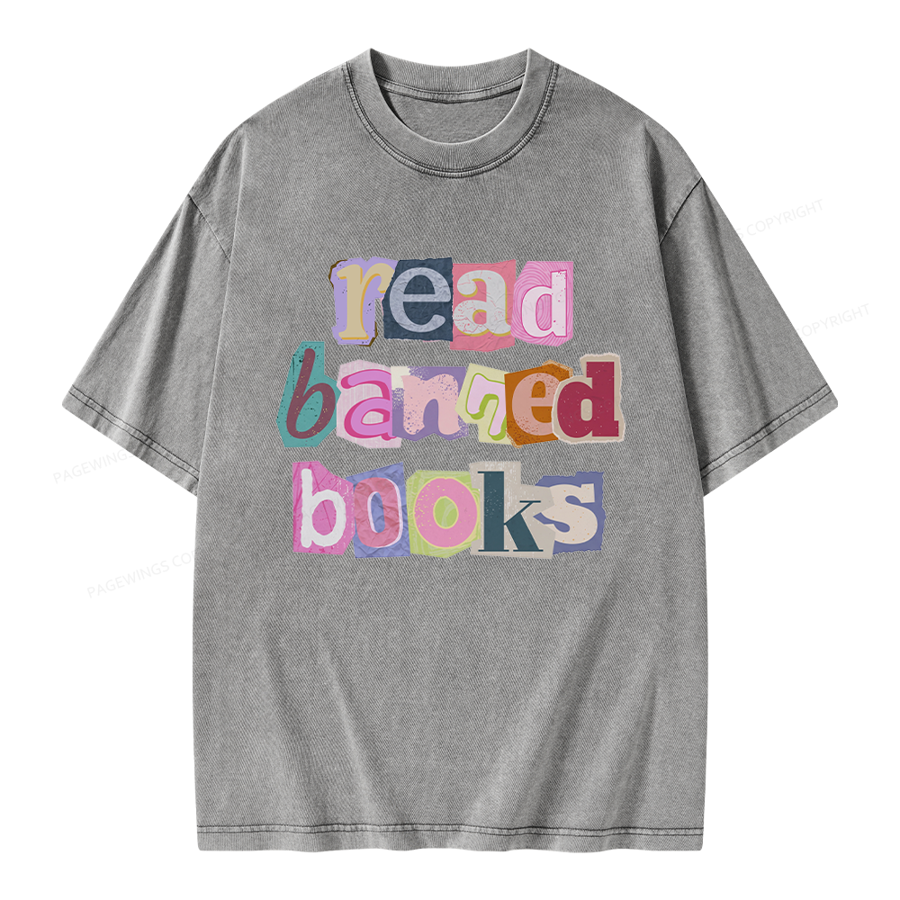 Pagewings Read Banned Books Unisex Washed T-shirt