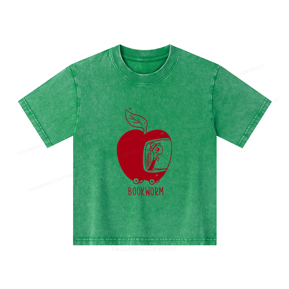 Pagewings Worm Driving Car Unisex Kids Washed T-shirt