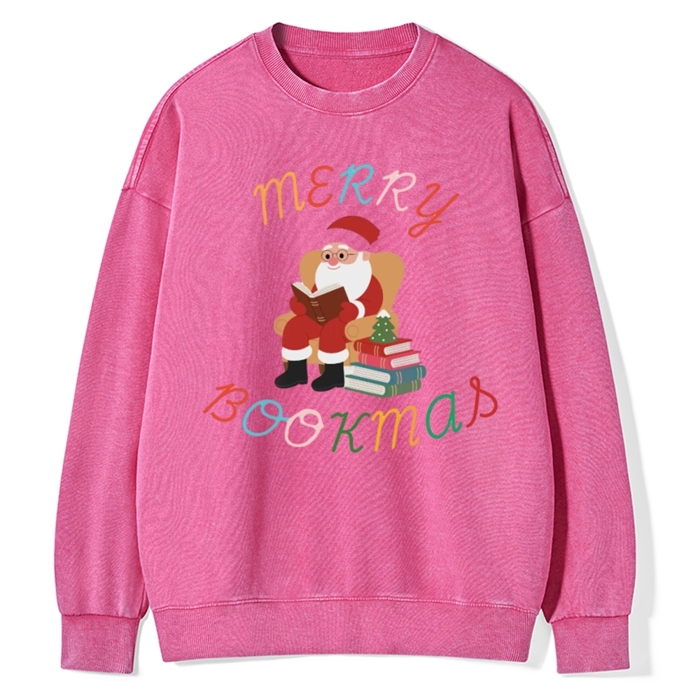 Pagewings Merry Bookmas Christmas Unisex Washed Sweatshirt