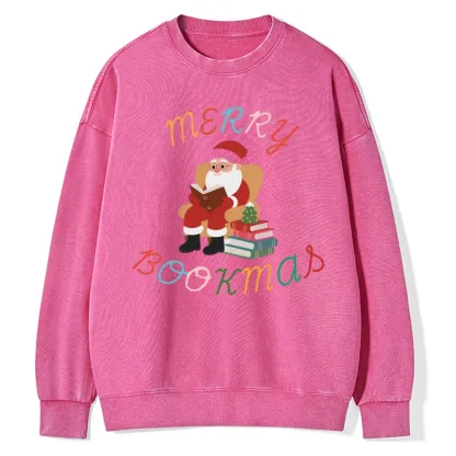 Pagewings Merry Bookmas Christmas Unisex Washed Sweatshirt