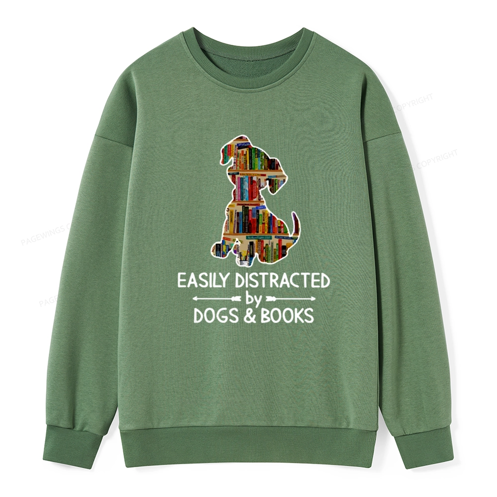 Pagewings Easily Distracted By Dogs And Books Unisex Classic Sweatshirt