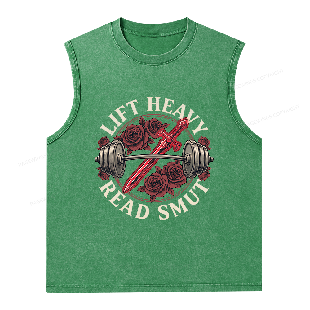Pagewings Lift Heavy Read Smut Unisex Washed Tank Top