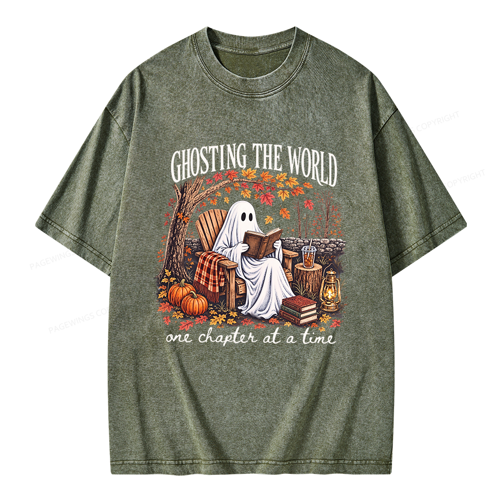 Pagewings Ghosting The World Sublimation Unisex Washed T-shirt