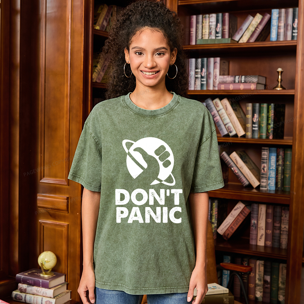 Pagewings Don't Panic Unisex Washed T-shirt