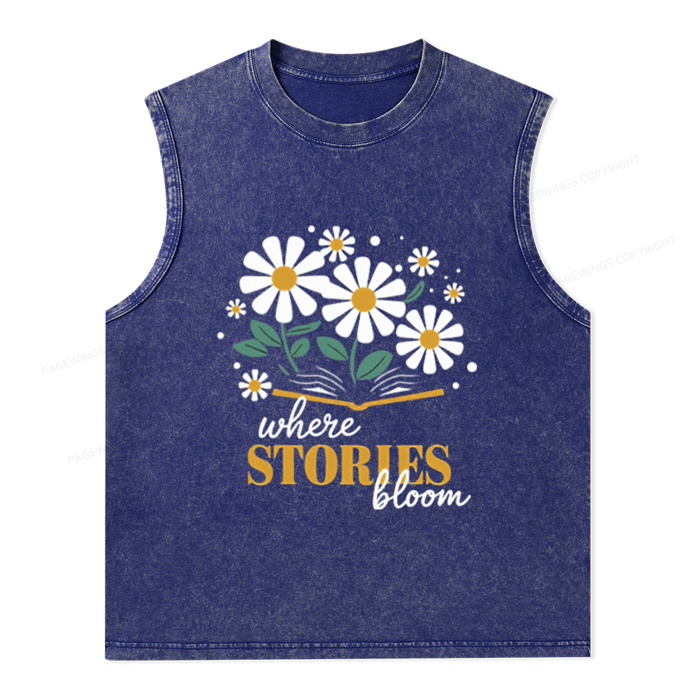 Pagewings Where Stories Bloom Unisex Washed Tank Top