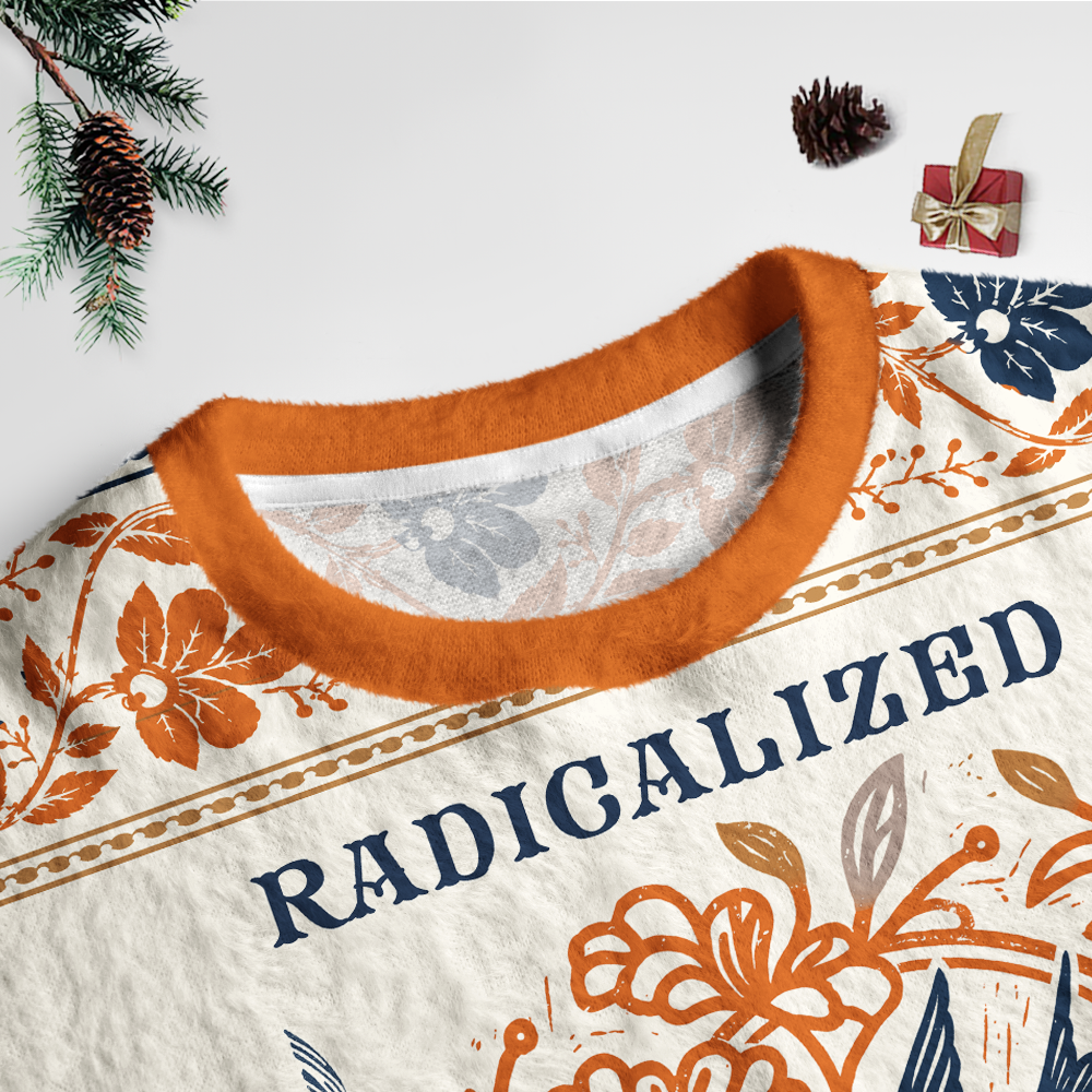 Pagewings Radicalized By Public Libraries Unisex Ugly Light Knit Sweatshirt