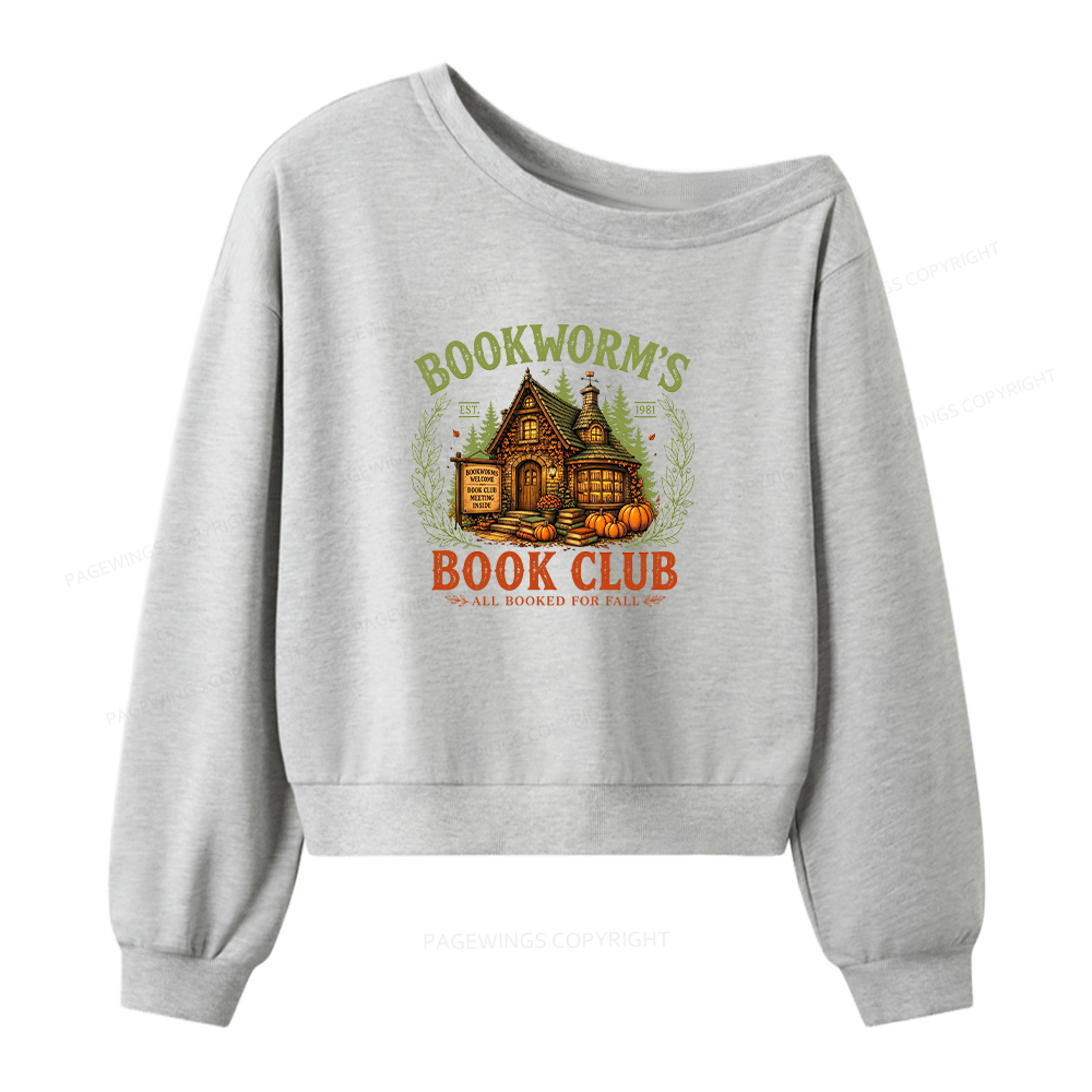 Pagewings Bookworm's Book Club Women Off Shoulder Sweatshirt