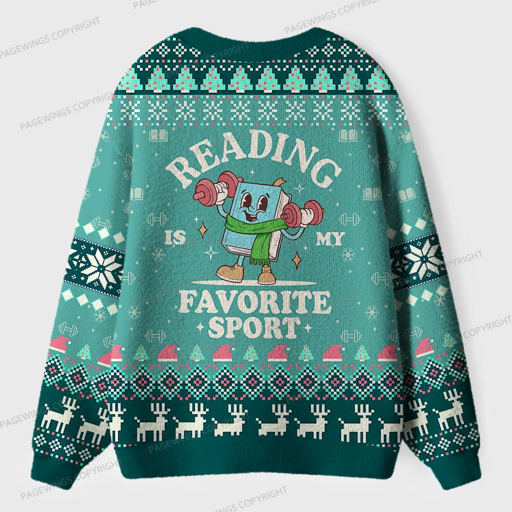 Pagewings Reading Is My Favorite Sport Unisex Ugly Cardigan Sweaters