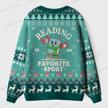 Pagewings Reading Is My Favorite Sport Unisex Ugly Cardigan Sweaters