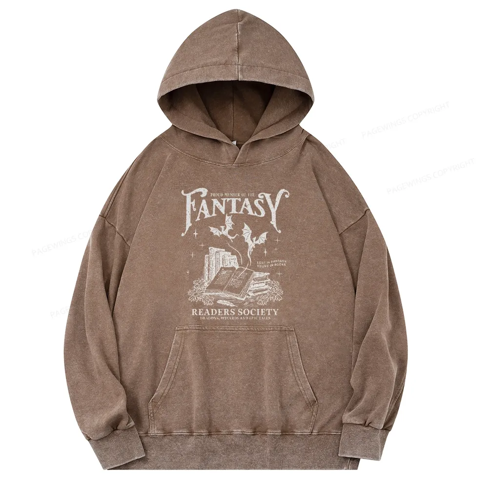 Pagewings Fantasy Readers Society Unisex Washed Hoodie