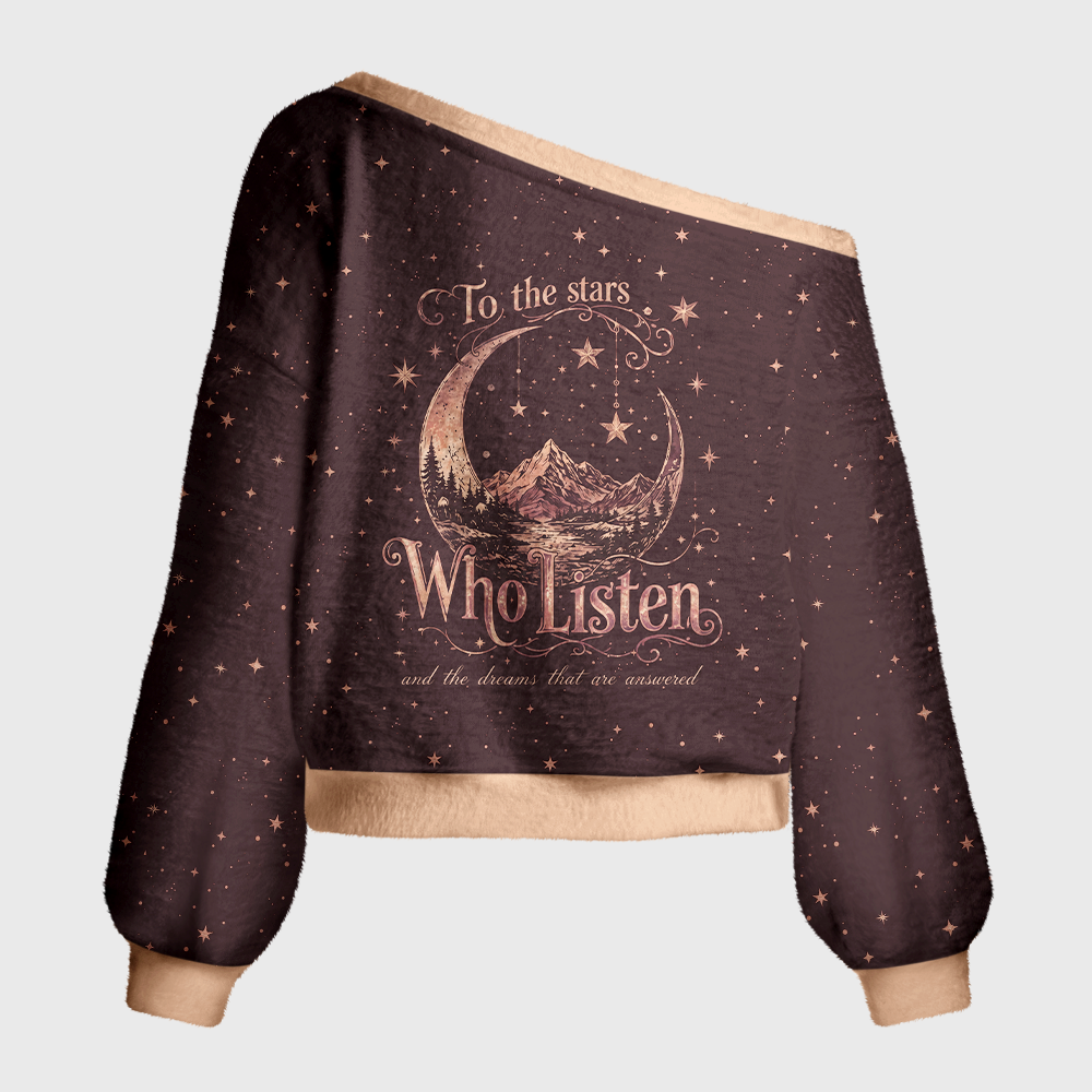 Pagewings Fantasy Bookish Off Shoulder Ugly Knit Sweater
