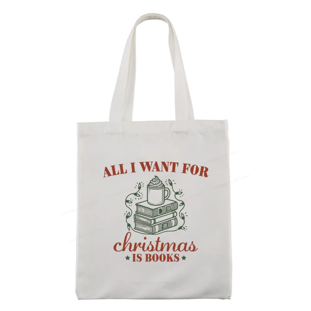 Pagewings All I Want For Christmas Is Books Tote Bag