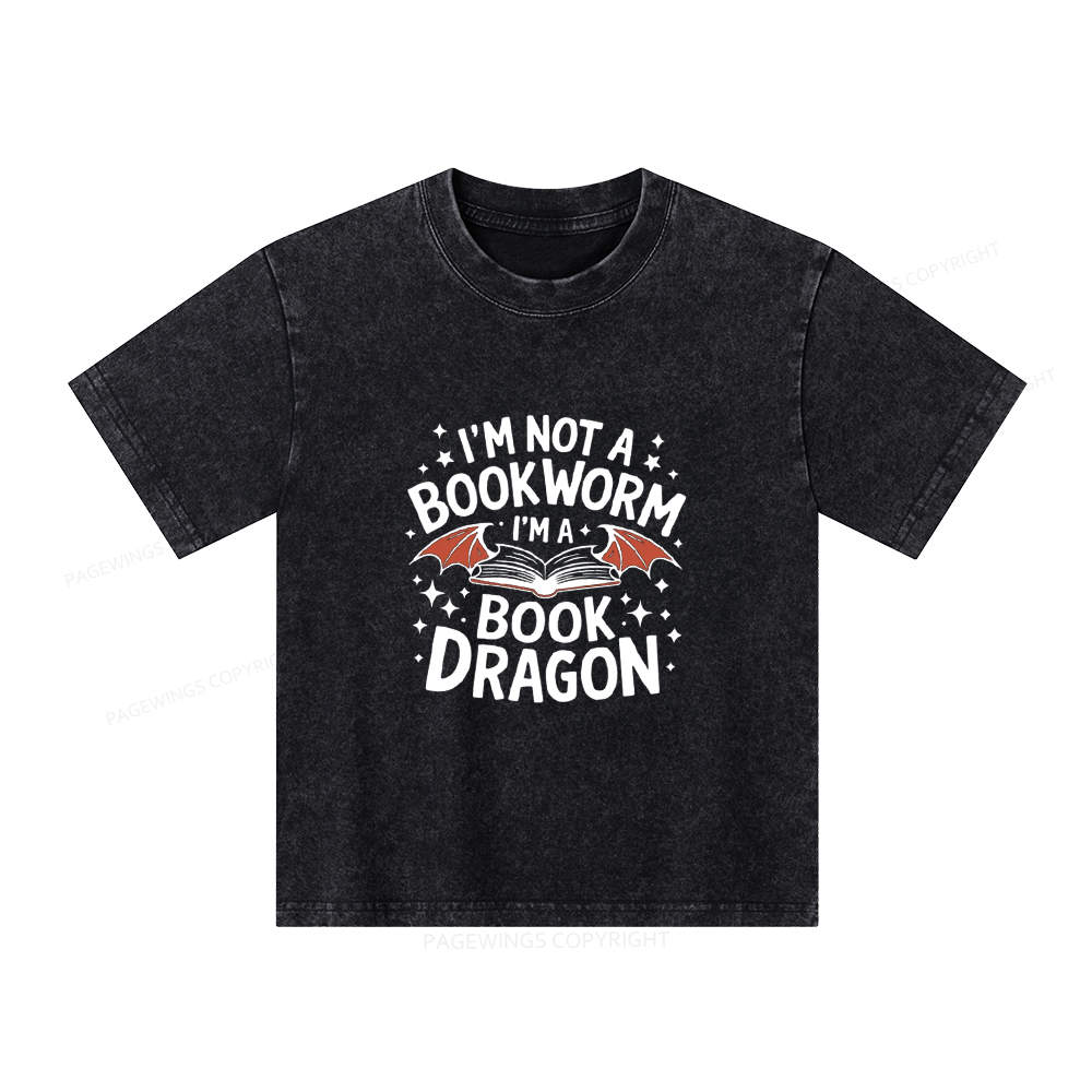Pagewings I'm Not A Bookworm I'm A Book Dragon Unisex Kids Washed T-shirt