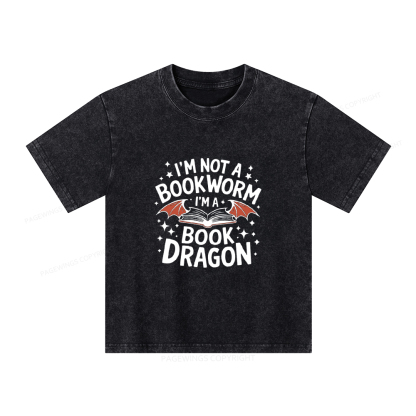 Pagewings I'm Not A Bookworm I'm A Book Dragon Unisex Kids Washed T-shirt