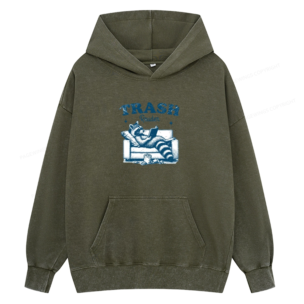 Pagewings Trash Reader Unisex Washed Hoodie