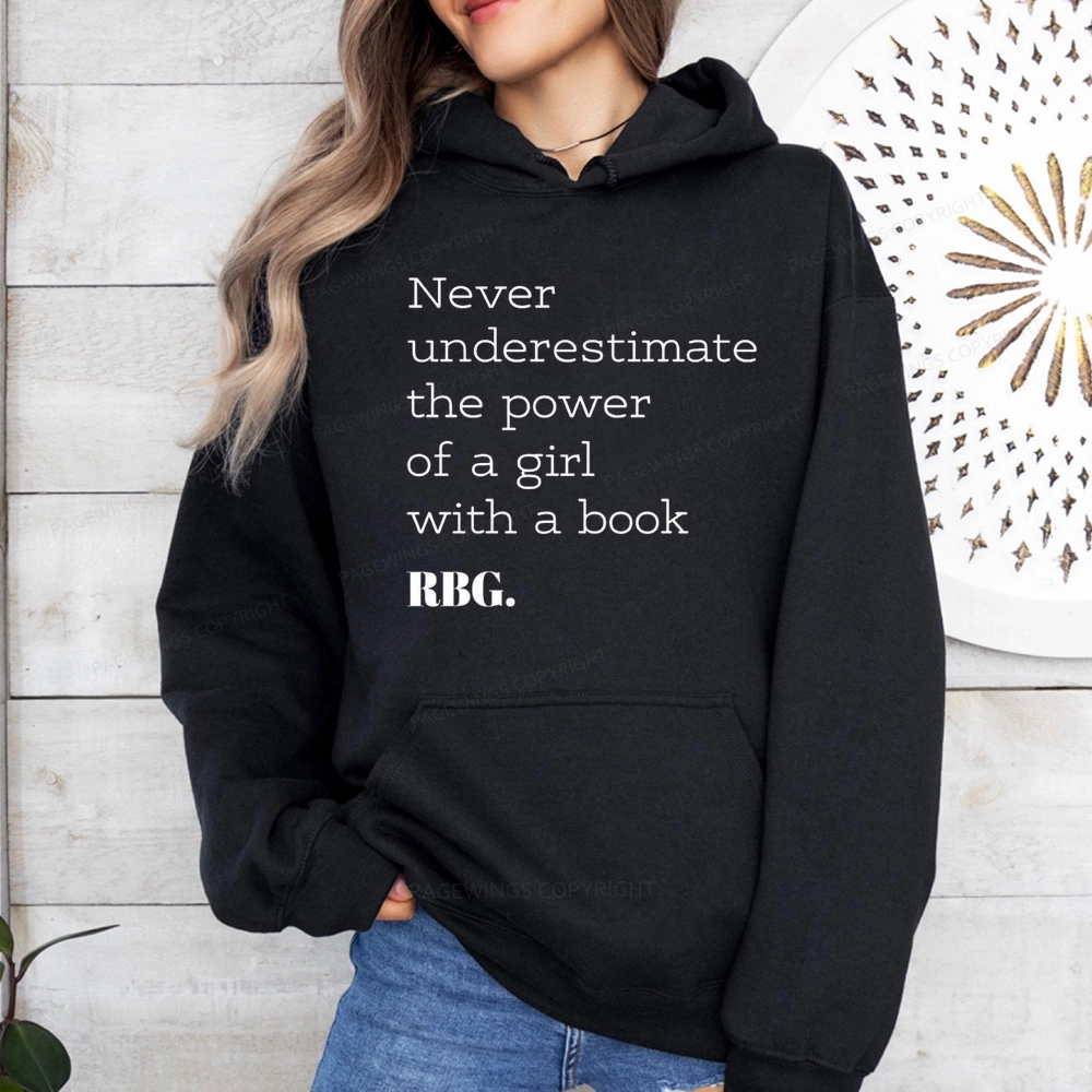 Pagewings Never Underestimate The Power Of a Girl With a Book Unisex Classic Hoodie