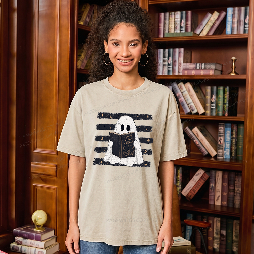 Pagewings A Court of Ghosts and Whispers Unisex Washed T-shirt