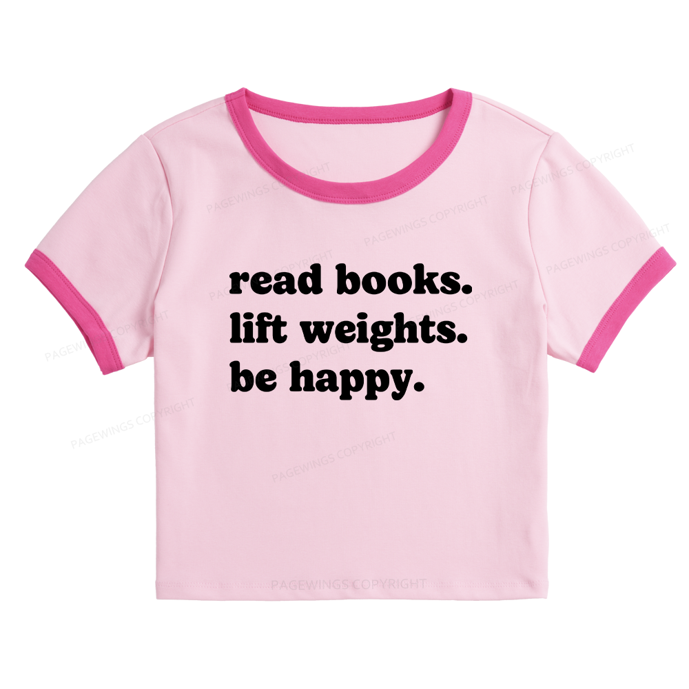 Pagewings Book Lover Gym Baby Tee Cropped Ringer T-Shirt