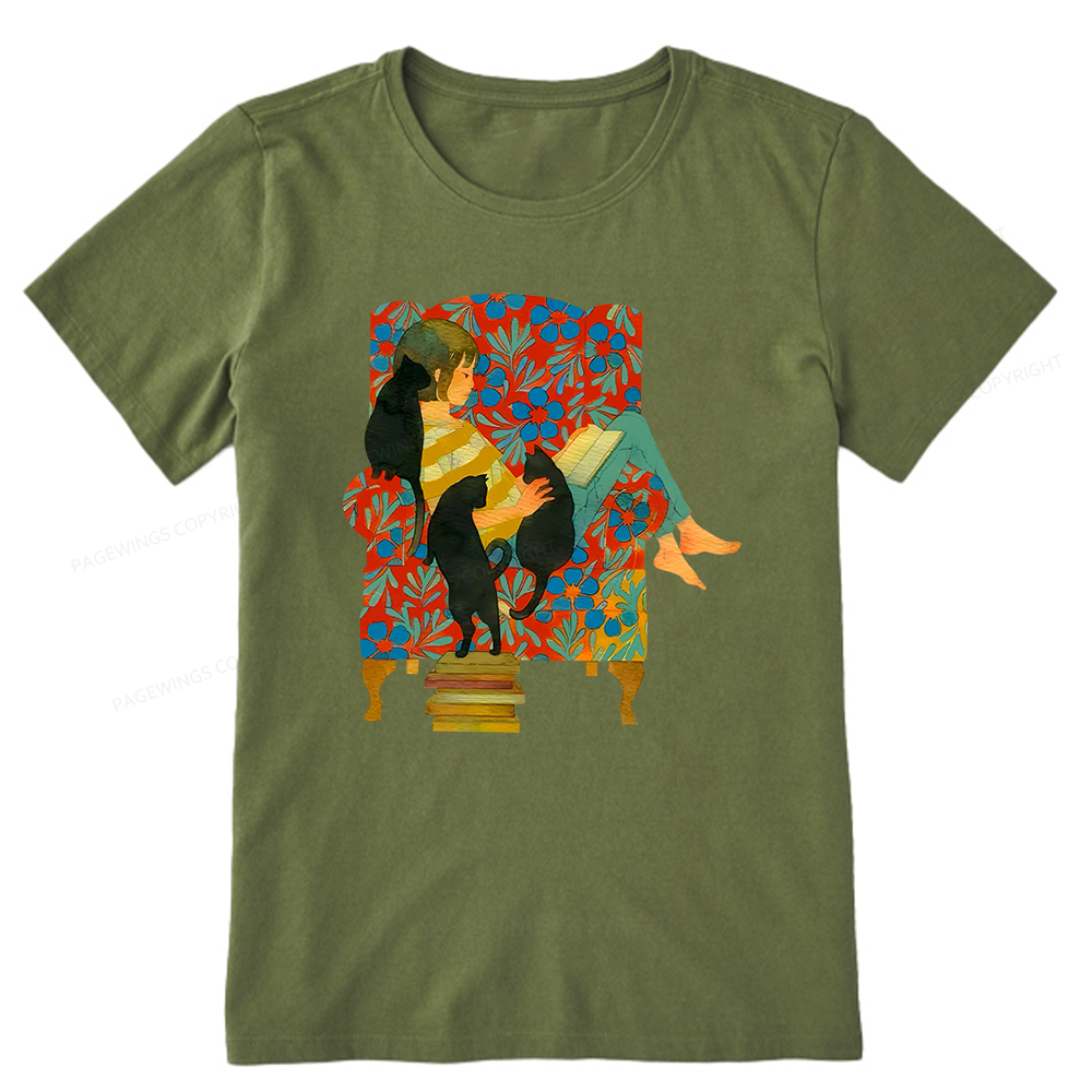 Pagewings A girl reading a book on the sofa Unisex Classic T-shirt