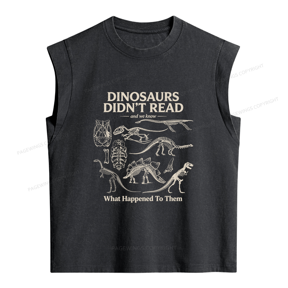 Pagewing Dinosaurs Didn’t Read Women's Washed Tank Top
