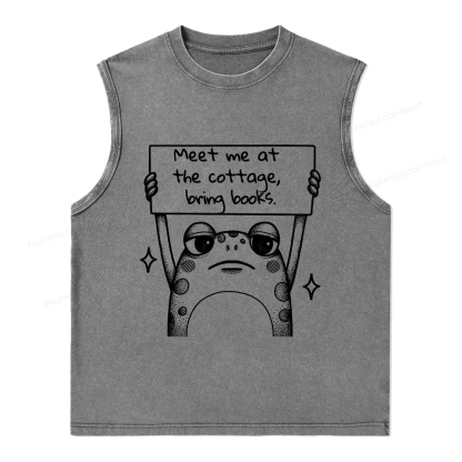 Pagewings Meet Me At The Cottage Bring Books Unisex Washed Tank Top