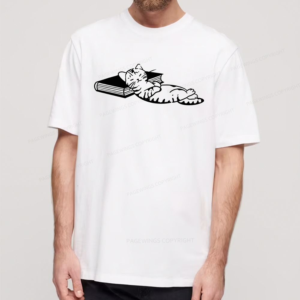 Pagewings A Cat Sleeping On The Book Unisex Classic T-shirt