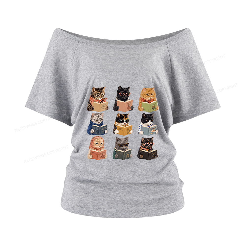 Pagewings Fashion Book Lover Women Off Shoulder T-shirts