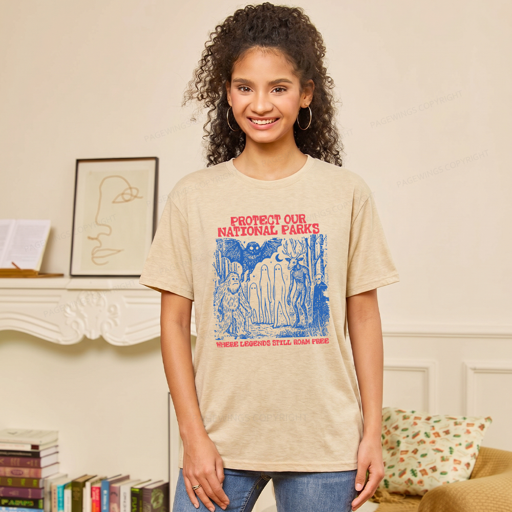 Pagewings Protect Our Parks Vintage Camping Unisex Heather T-Shirt