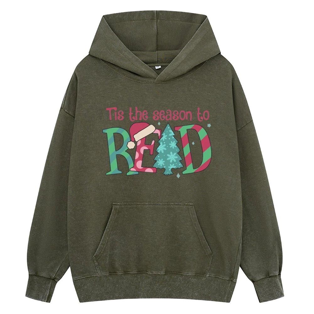 Pagewings Christmas Reading Unisex Washed Hoodie