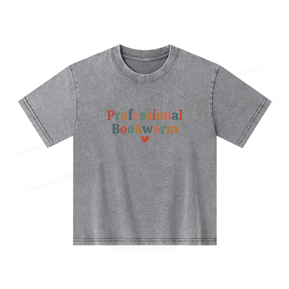 Pagewings Professional Bookworm Unisex Kids Washed T-shirt