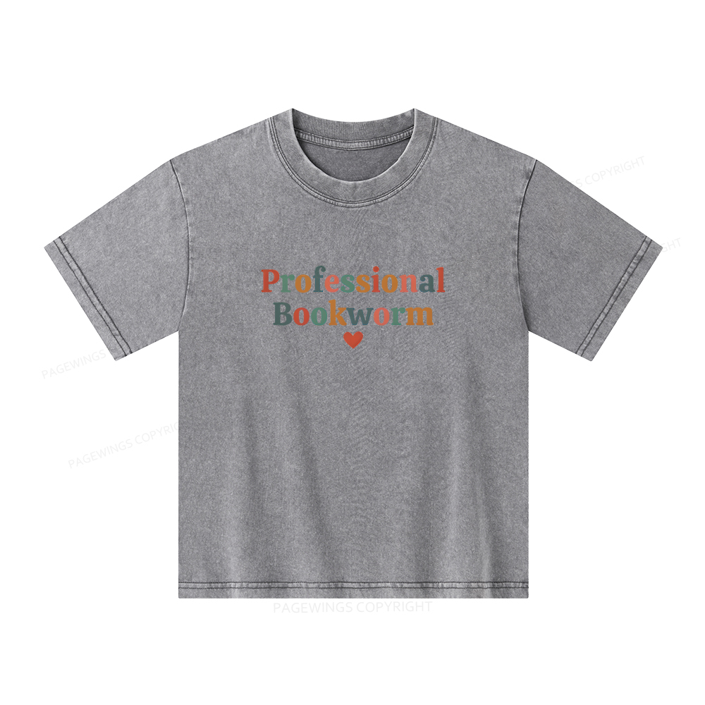 Pagewings Professional Bookworm Unisex Kids Washed T-shirt