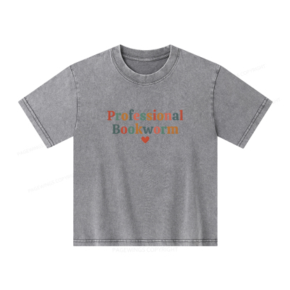 Pagewings Professional Bookworm Unisex Kids Washed T-shirt