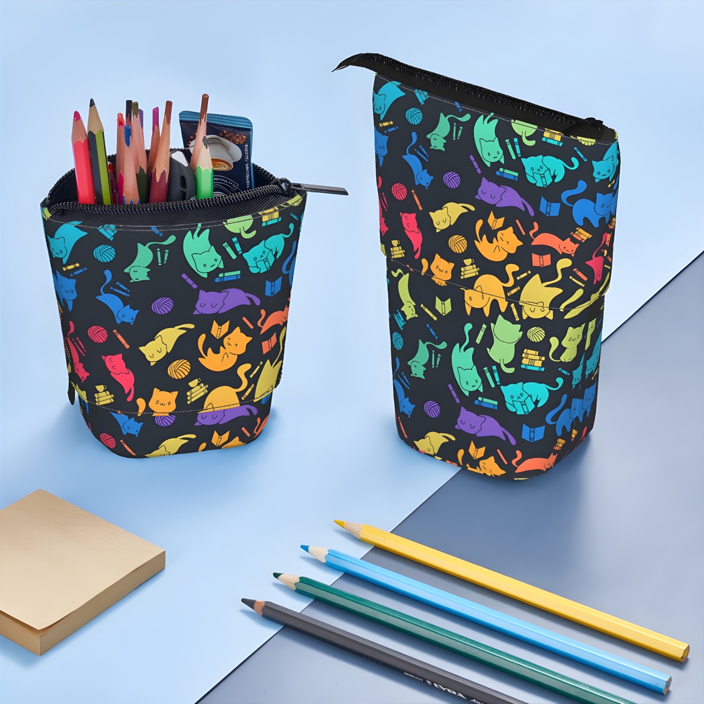 Pagewings Book Cat Lover Pencil Holder Retractable Pencil Bag