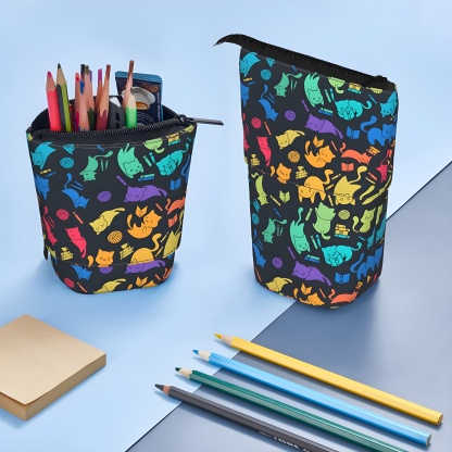 Pagewings Book Cat Lover Pencil Holder Retractable Pencil Bag