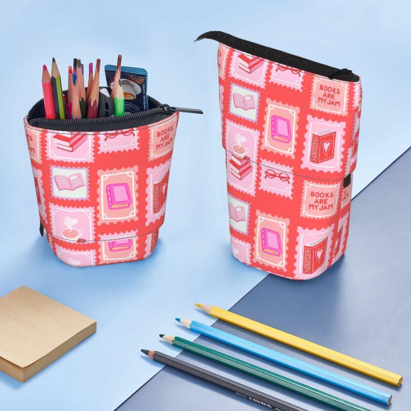 Pagewings Books Are My Jam Pencil Holder Retractable Pencil Bag