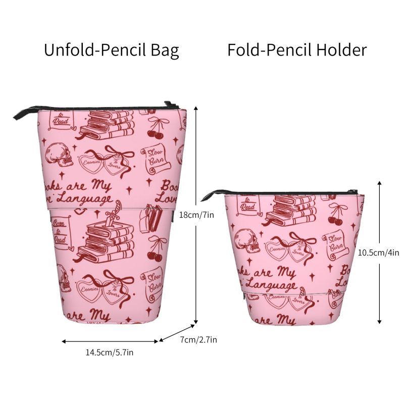 Pagewings Books Are My Love Language Pencil Holder Retractable Pencil Bag