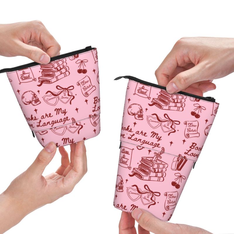 Pagewings Books Are My Love Language Pencil Holder Retractable Pencil Bag