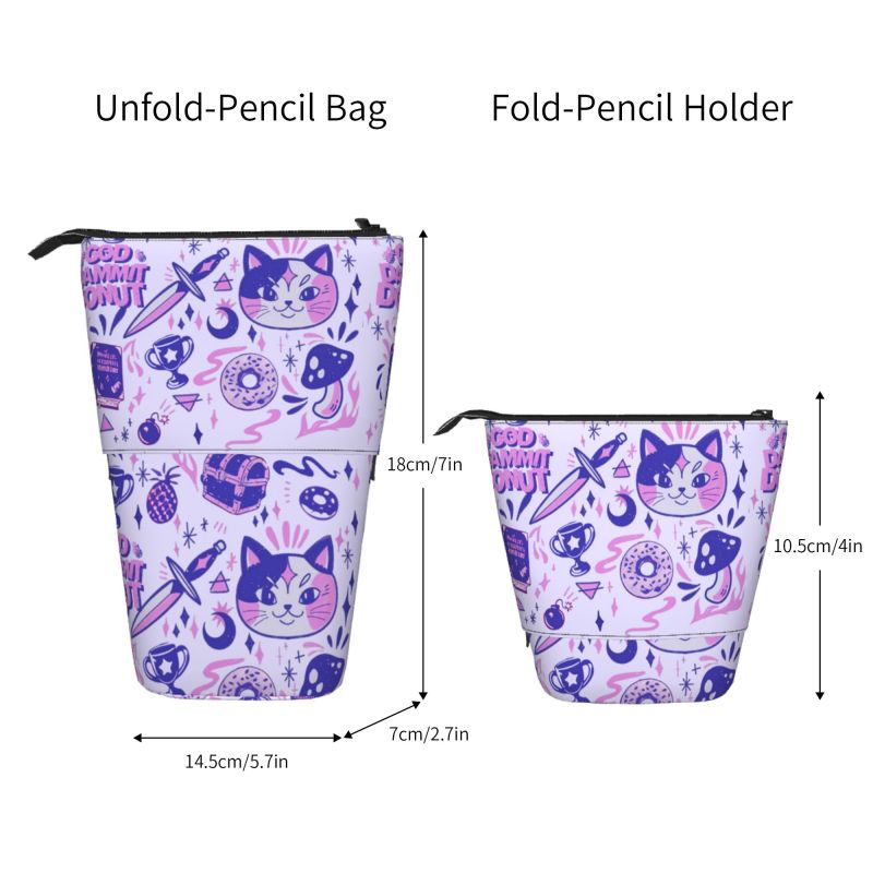 Pagewings Cat Lover Pencil Holder Retractable Pencil Bag
