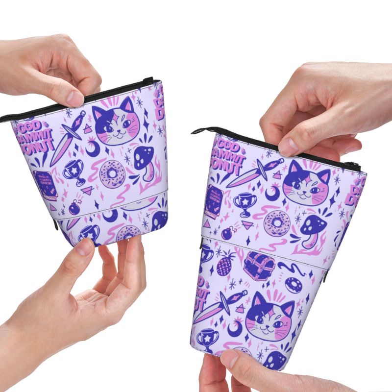 Pagewings Cat Lover Pencil Holder Retractable Pencil Bag