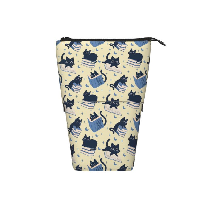 Pagewings Cat Book Nerd Pencil Holder Retractable Pencil Bag