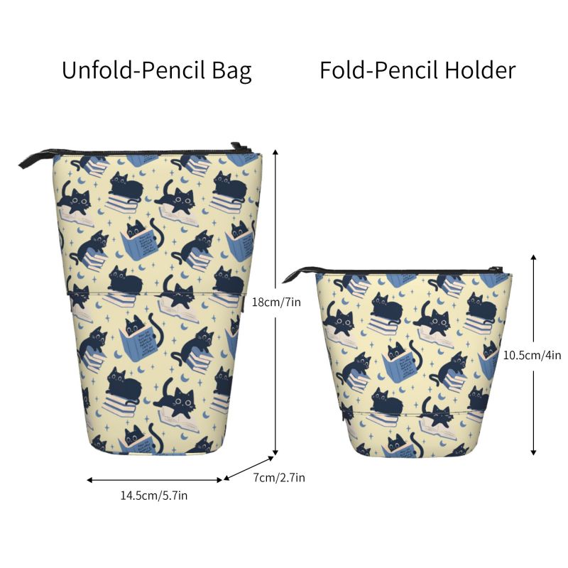 Pagewings Cat Book Nerd Pencil Holder Retractable Pencil Bag