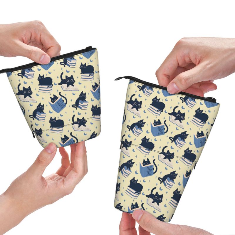 Pagewings Cat Book Nerd Pencil Holder Retractable Pencil Bag
