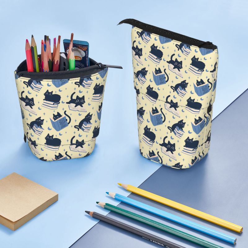 Pagewings Cat Book Nerd Pencil Holder Retractable Pencil Bag