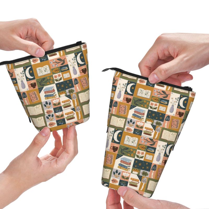 Pagewings Plant Floral Pencil Holder Retractable Pencil Bag