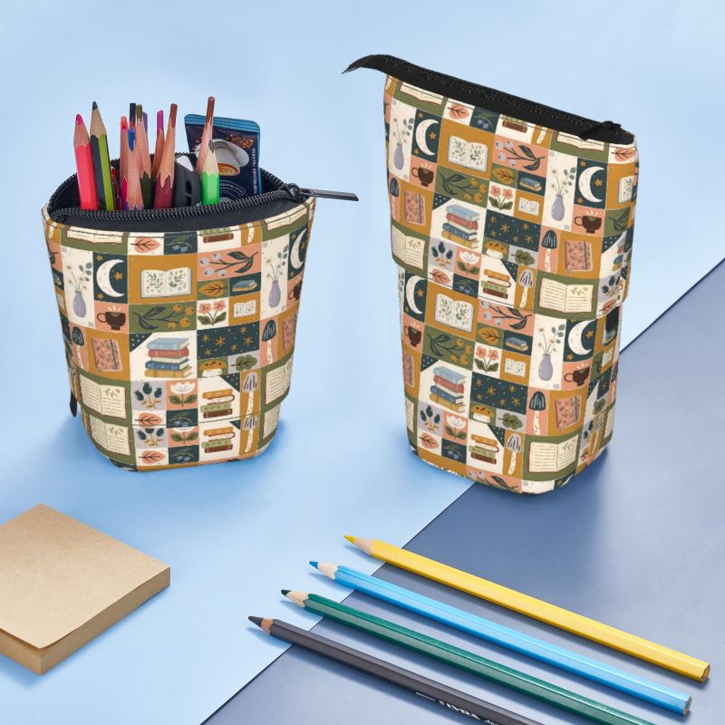 Pagewings Plant Floral Pencil Holder Retractable Pencil Bag
