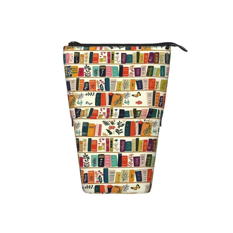 Pagewings Bookish Floral Pencil Holder Retractable Pencil Bag