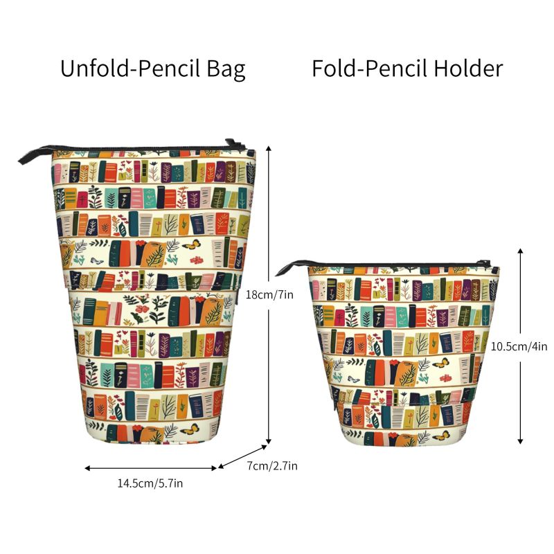 Pagewings Bookish Floral Pencil Holder Retractable Pencil Bag