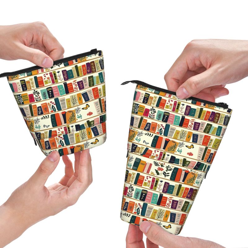 Pagewings Bookish Floral Pencil Holder Retractable Pencil Bag